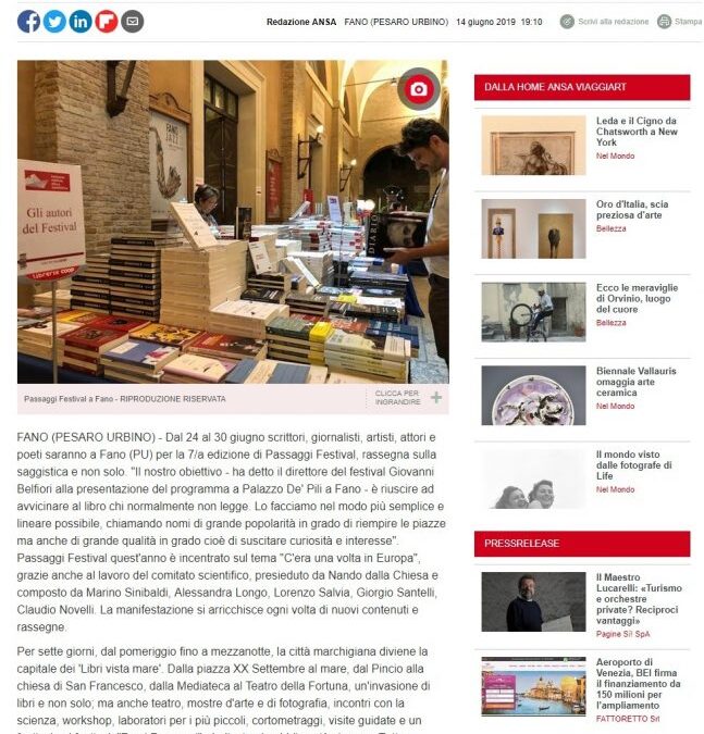 Il Passaggi Festival a Fano, in primo piano la saggistica
