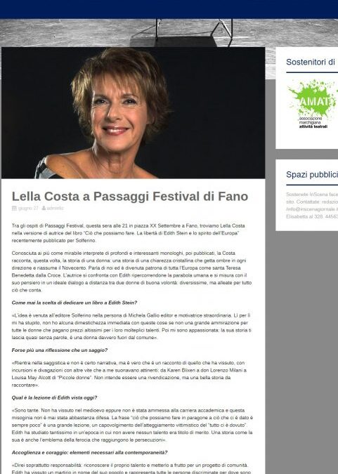 InScena / Lella Costa a Passaggi Festival di Fano