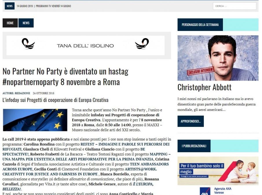 No Partner No Party è diventato un hastag #nopartnernoparty 8 novembre a Roma