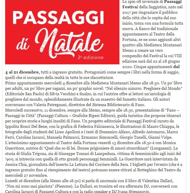 Leggere: tutti / Passaggi Festival, a Fano il Natale si colora con i libri