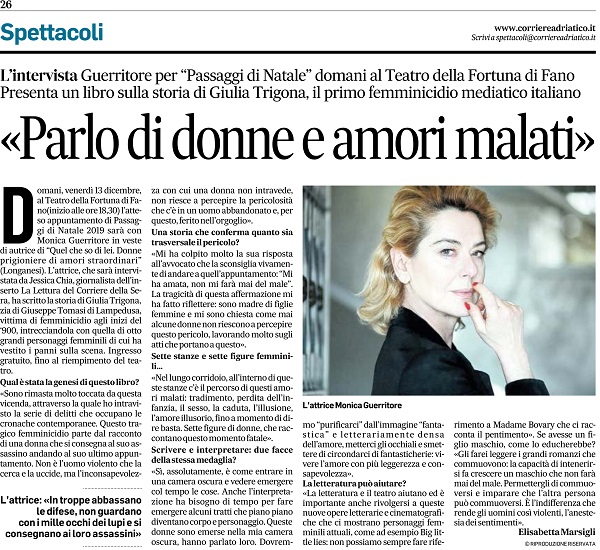 Corriere Adriatico / “Parlo di donne e amori malati”