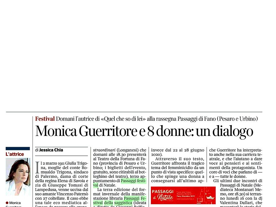 Corriere della Sera / Monica Guerritore e 8 donne: un dialogo