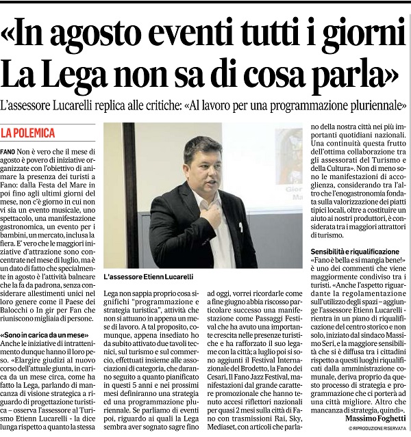 Corriere Adriatico / “In agosto eventi tutti i giorni”