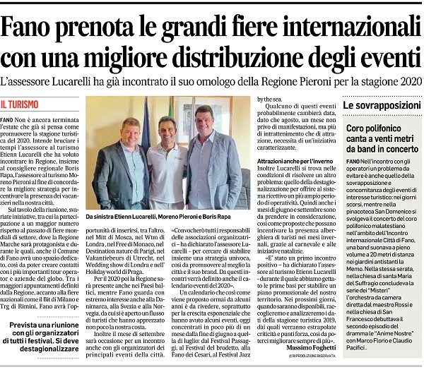 Corriere Adriatico / Fano prenota le grandi fiere internazionali