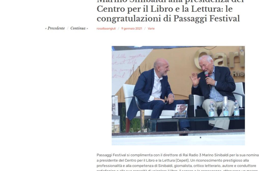 Pesaro Notizie – Marino Sinibaldi alla presidenza del Centro per il Libro e la Lettura