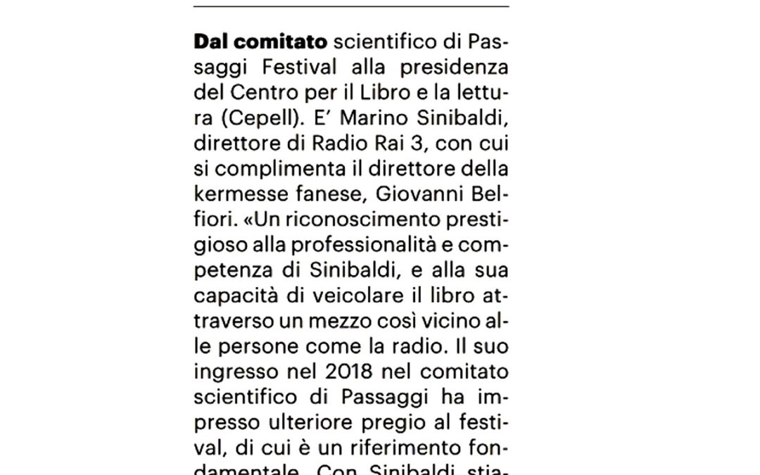 Il Resto del Carlino – Sinibaldi da Passaggi al Centro per il libro