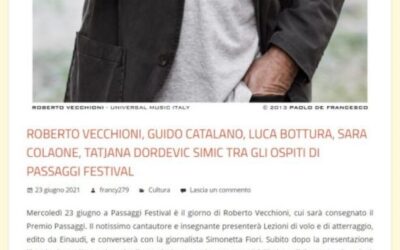 Spettacolo Musica Sport – Roberto Vecchioni, Guido Catalano, Luca Bottura, Sara Colaone, Tatjana Dordevic Simic tra gli ospiti di Passaggi Festival