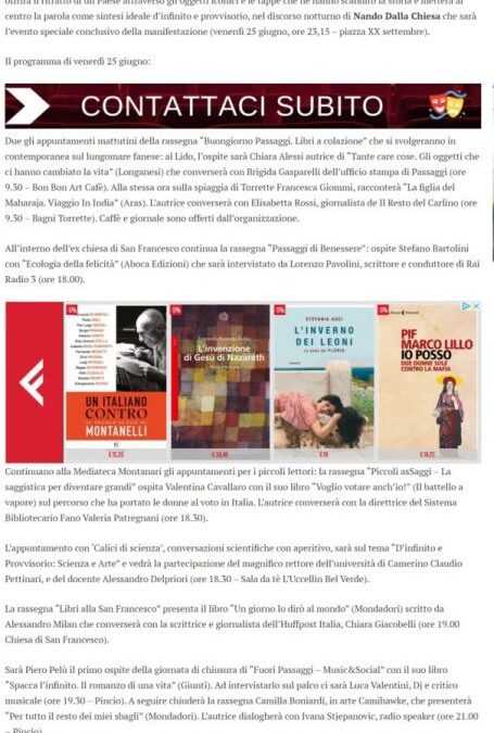 TM Notizie – Passaggi Festival chiude con un evento speciale: discorso notturno di Nando Dalla Chiesa su infinito e provvisorio