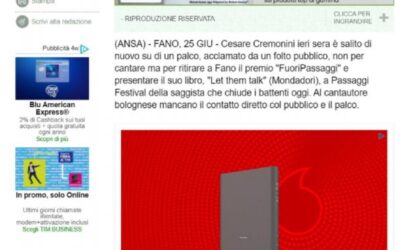 Ansa.it – Passaggi Festival: Cremonini, voglio risalire sul palco