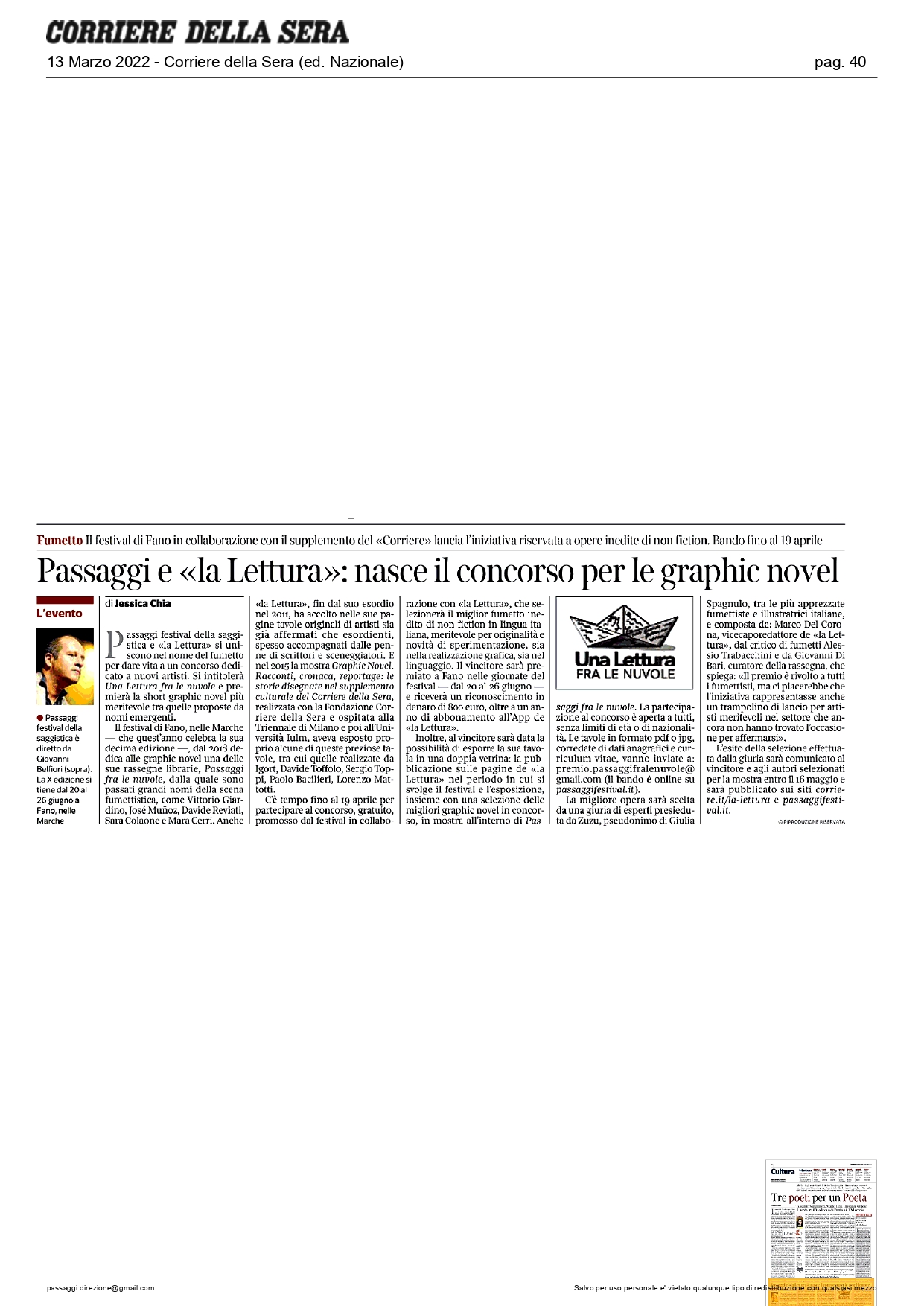 Corriere della Sera-Passaggi e "La Lettura": nasce il concorso per le graphic novel