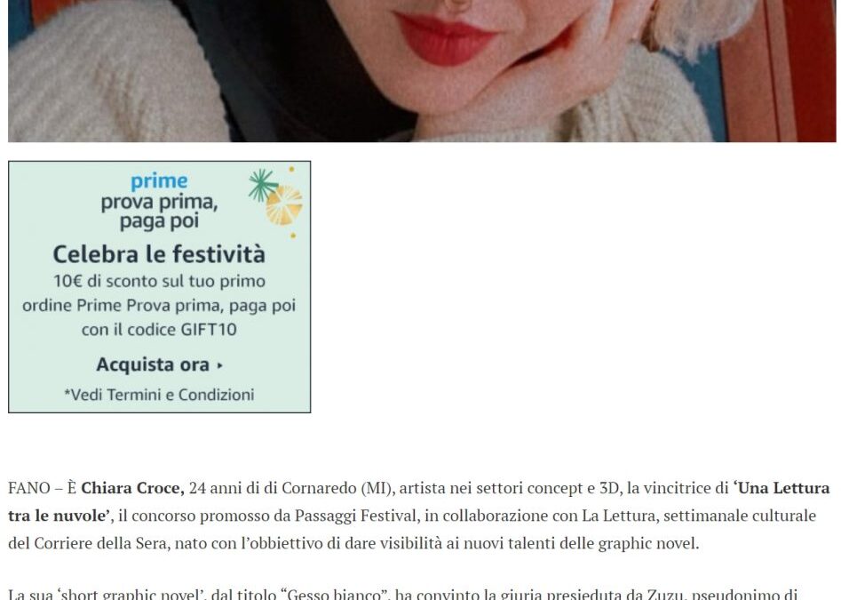 TM Notizie – “Gesso bianco” di Chiara Croce vince il concorso di graphic novel di Passaggi Festival “Renco”