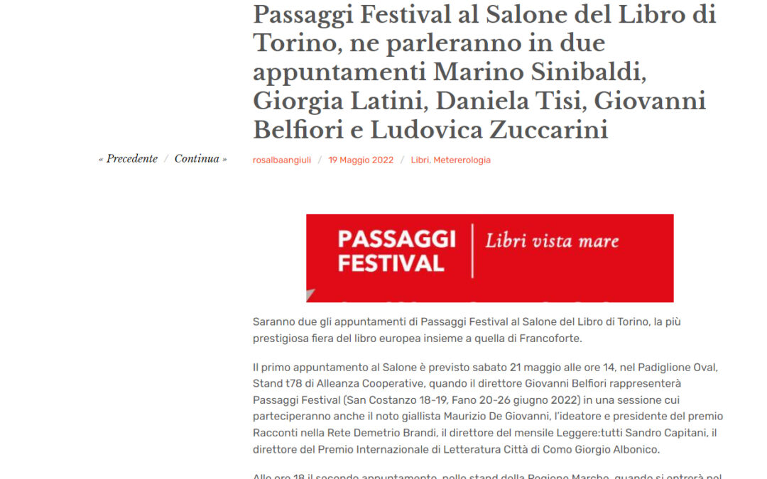 Pesaro Notizie – Passaggi Festival al Salone del Libro di Torino