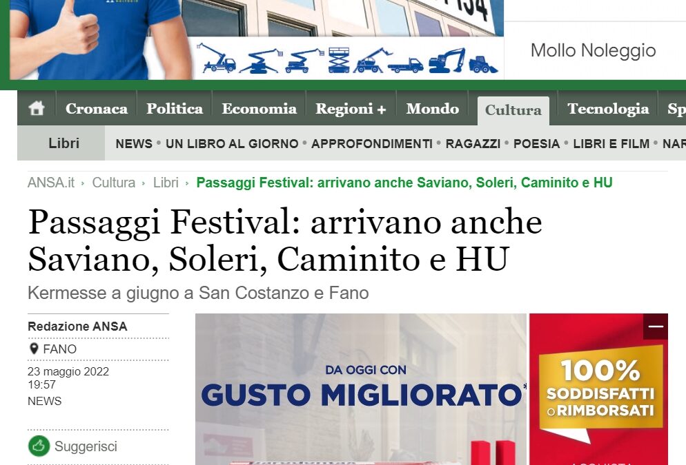 Ansa – Passaggi Festival: arrivano anche Saviano, Soleri, Caminito e HU