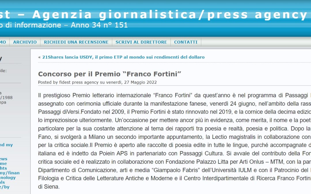 Fidest – Concorso per il Premio “Franco Fortini”