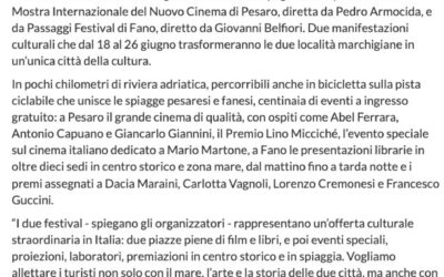 Informazione.it – Mostra Internazionale del Nuovo Cinema e Passaggi Festival, in una campagna social condivisa per promuovere il territorio provinciale