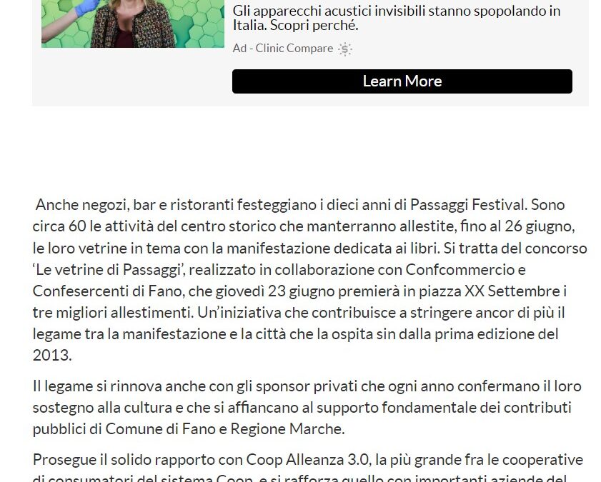 Informazione.it – Passaggi Festival della Saggistica – Direttore: Giovanni Belfiori, a Fano