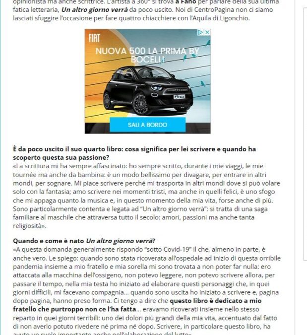 Centro Pagina – Iva Zanicchi si racconta: intervista alla cantante e scrittrice a Fano con “Un altro giorno verrà”