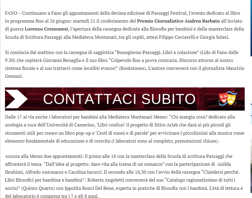 TM Notizie – Passaggi Festival, il Premio Giornalistico Andrea Barbato all’inviato di guerra Lorenzo Cremonesi