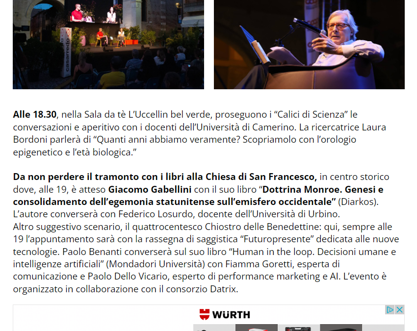 Centro Pagina – Fano, a Passaggi Festival è il giorno del “Premio giornalistico Andrea Barbato” a Lorenzo Calabresi