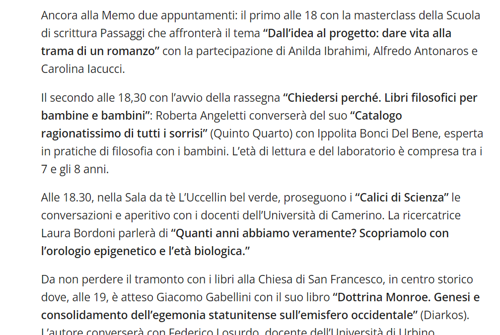 La Milano – Fano, Passaggi: premio giornalistico a Cremonesi