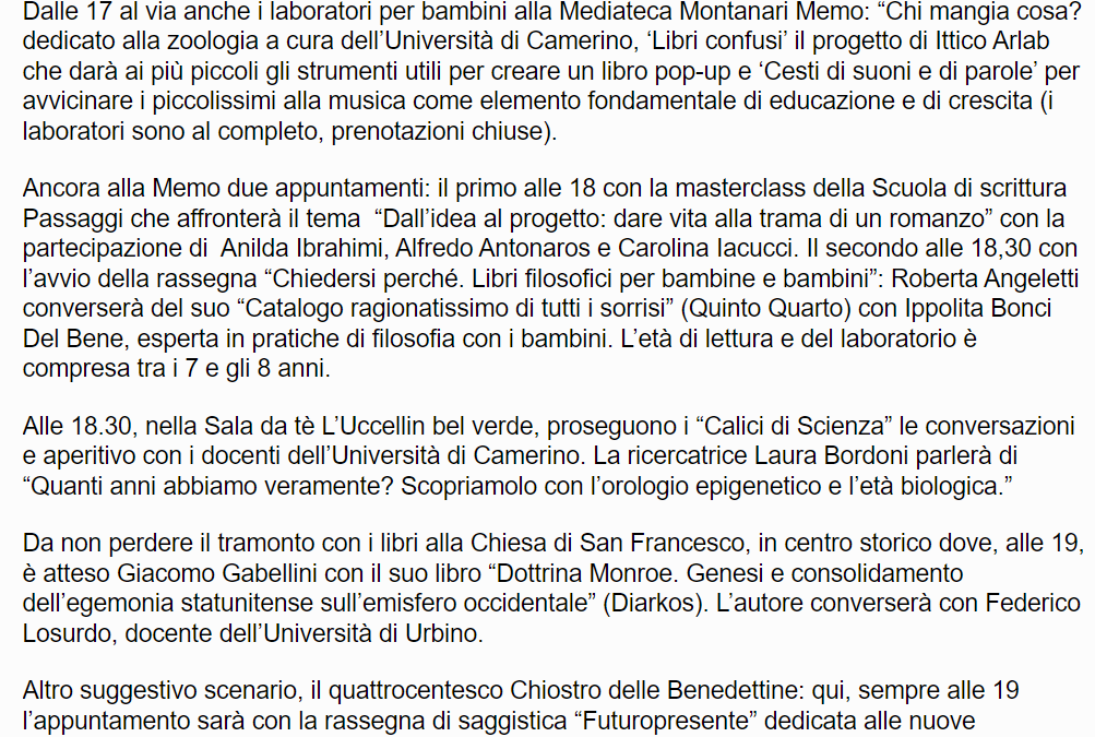OltreFano – Seconda giornata di Passaggi Festival a Fano: oggi il premio giornalistico Barbato a Lorenzo Cremonesi. Tra gli ospiti, Ceccarelli e Soleri