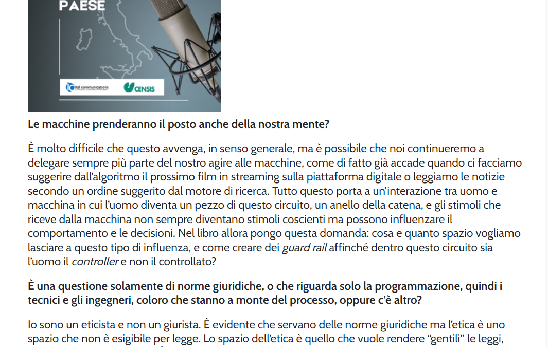 Formiche.net – IA e democrazia, servono nuovi anticorpi. Parla padre Benanti