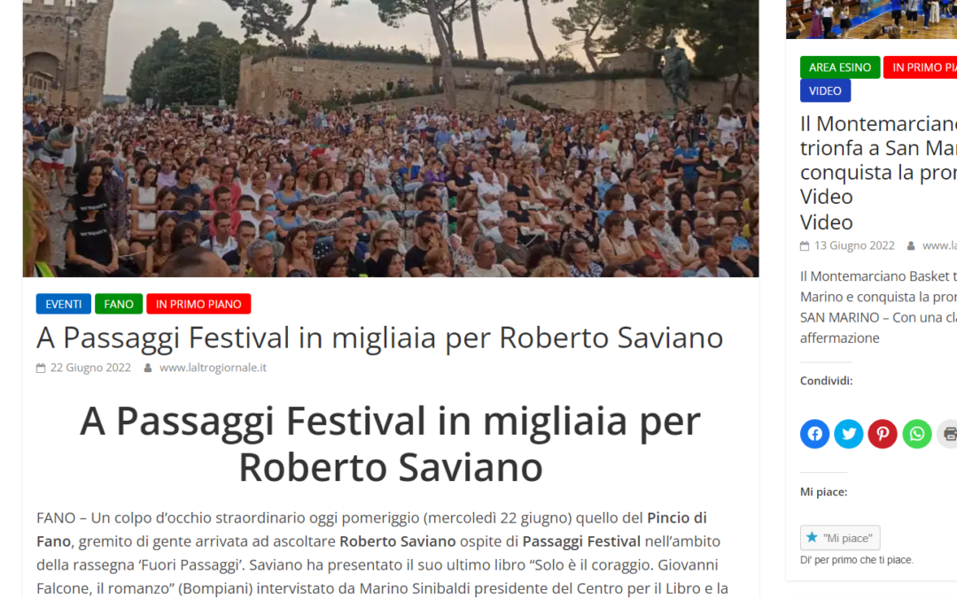 L’Altro Giornale – A Passaggi Festival in migliaia per Roberto Saviano