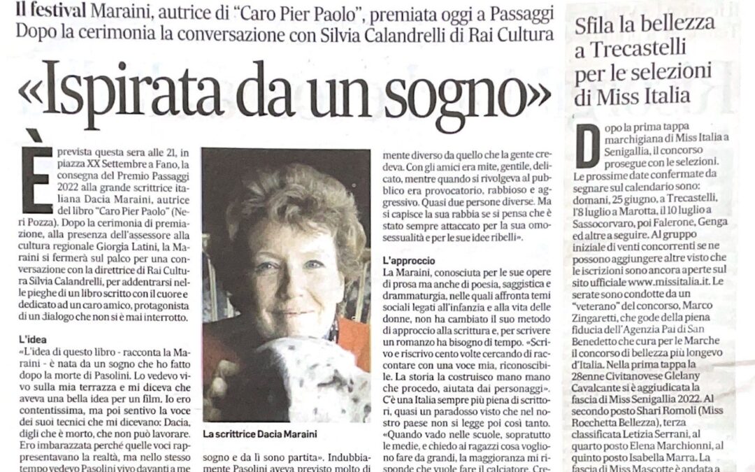Corriere Adriatico – “Ispirata da un sogno”