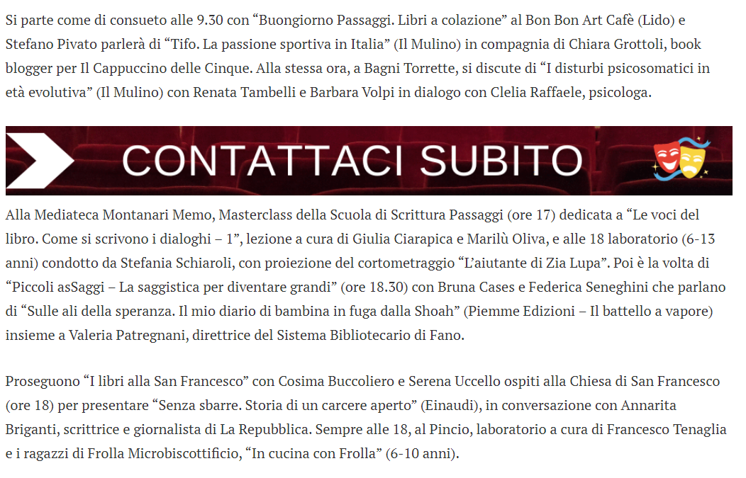 TM Notizie – Sesta giornata di Passaggi Festival, Premio Fuori Passaggi e premiazione del concorso graphic novel