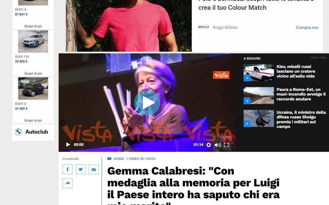 Libero.it – Gemma Calabresi: “Con medaglia alla memoria per Luigi il Paese intero ha saputo chi era mio marito”
