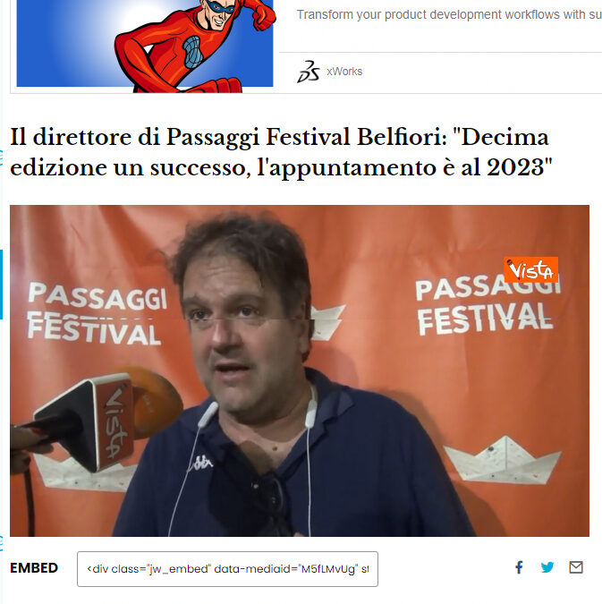 Il Messaggero – Il direttore di Passaggi Festival Belfiori: “Decima edizione un successo, l’appuntamento è al 2023”