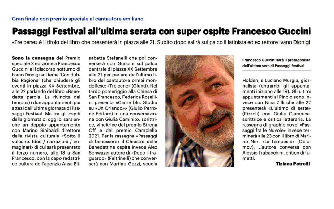 Il Resto del Carlino – Passaggi Festival all’ultima serata con super ospite Francesco Guccini