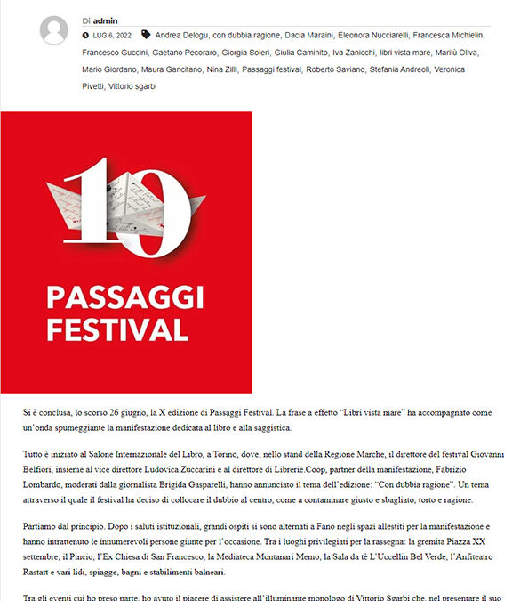 Rinascita Oggi –  A Passaggi Festival, libri vista mare “con dubbia ragione”