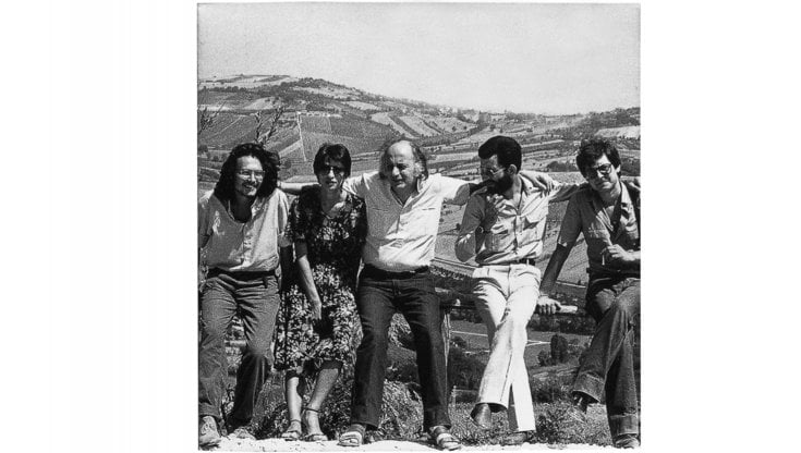 Da sinistra Gianni D’Elia, Katia Migliori, Franco Scataglini, Francesco Scarabicchi, Massimo Raffaeli (Lucio Fissi)