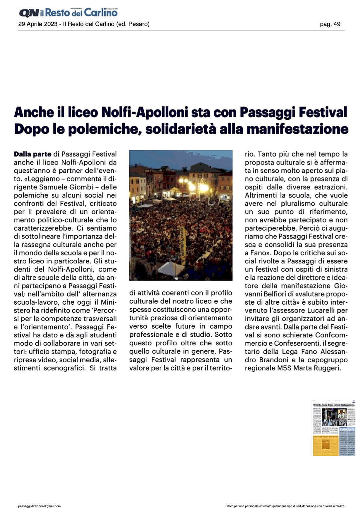 il_resto_del_carlino_anche_il_liceo_nolfi_apolloni_sta_con_passaggi_festival_dopo_le_polemiche_solidarietà_alla_manifestazione