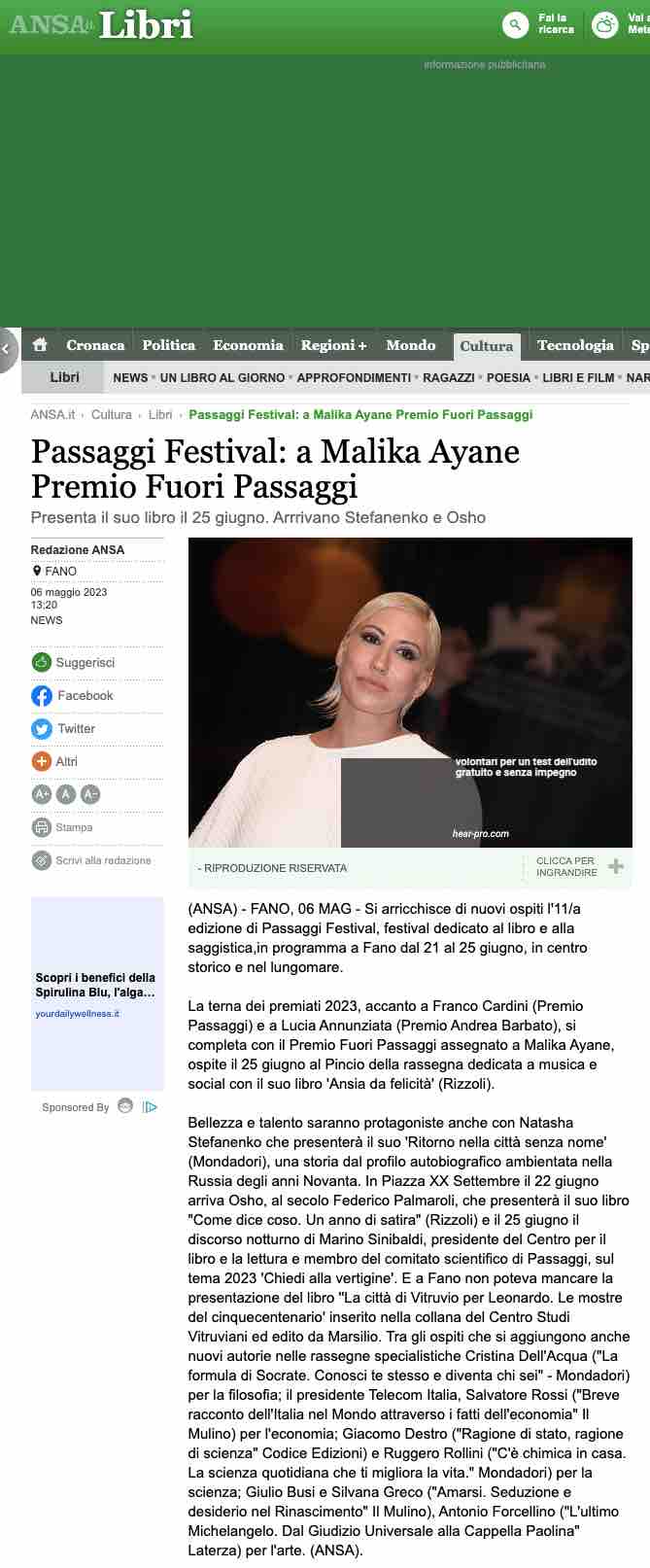ansa_passaggi_festival_a_malika_ayane_premio_fuori_passaggi