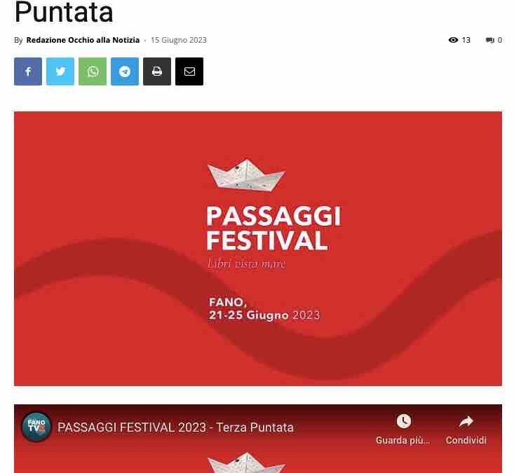 Occhio alla Notizia – Passaggi Festival 2023 – Terza Puntata