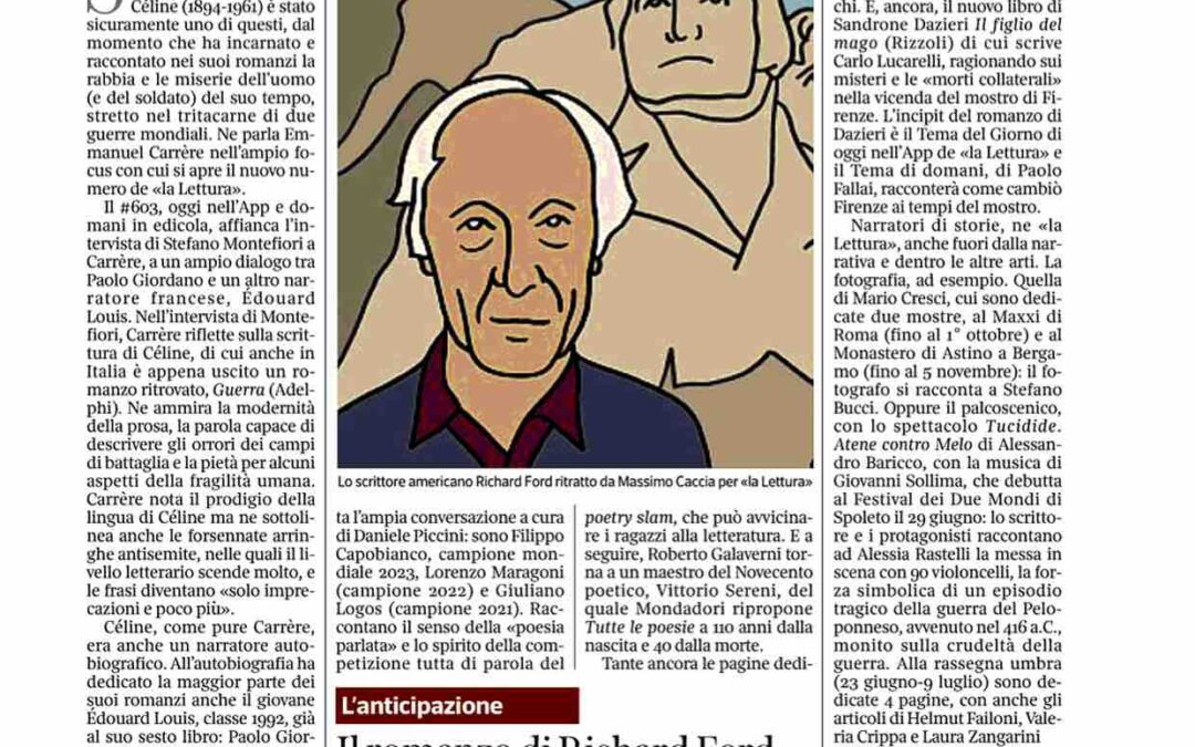 Corriere della Sera – Carrère e Céline, Giordano e Louis “La Lettura” sulle vie del racconto