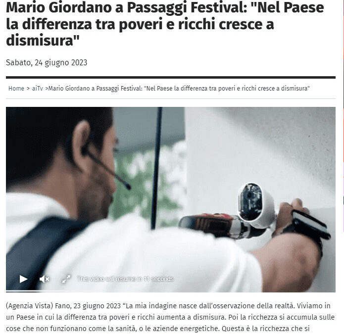 Affari italiani – Mario Giordano a Passaggi Festival: “Nel Paese la differenza tra poveri e ricchi cresce a dismisura”