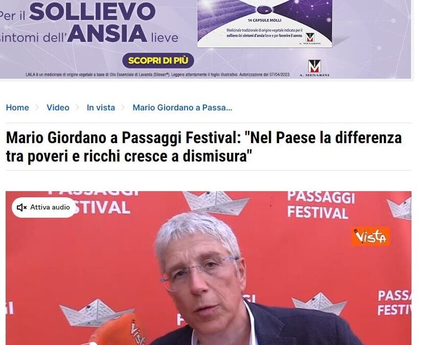 Quotidiano Nazionale – Mario Giordano a Passaggi Festival: Nel paese la differenza tra poveri e ricchi cresce a dismisura