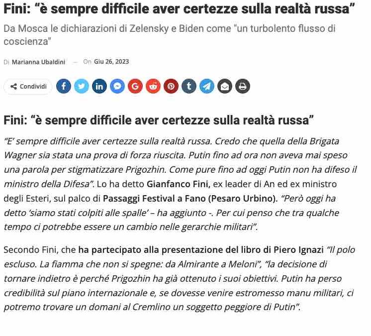 La Milano – Fini: “è sempre difficile aver certezze sulla realtà russa”