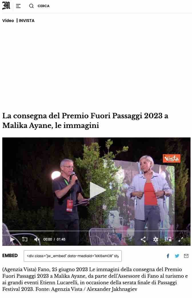 il_messaggero_la_consegna_del_premio_fuori_passaggi_2023_a_malika_ayane_le_immagini