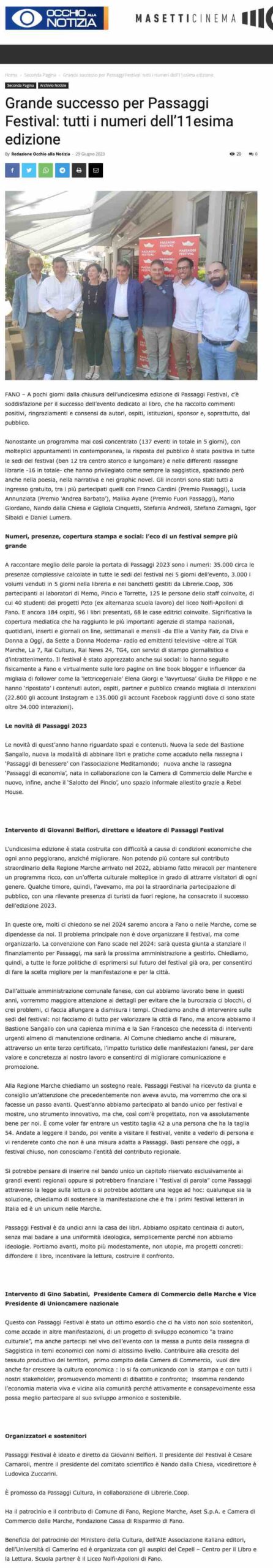 Occhio alla Notizia – Grande successo per Passaggi Festival: tutti i numeri dell’11esima edizione