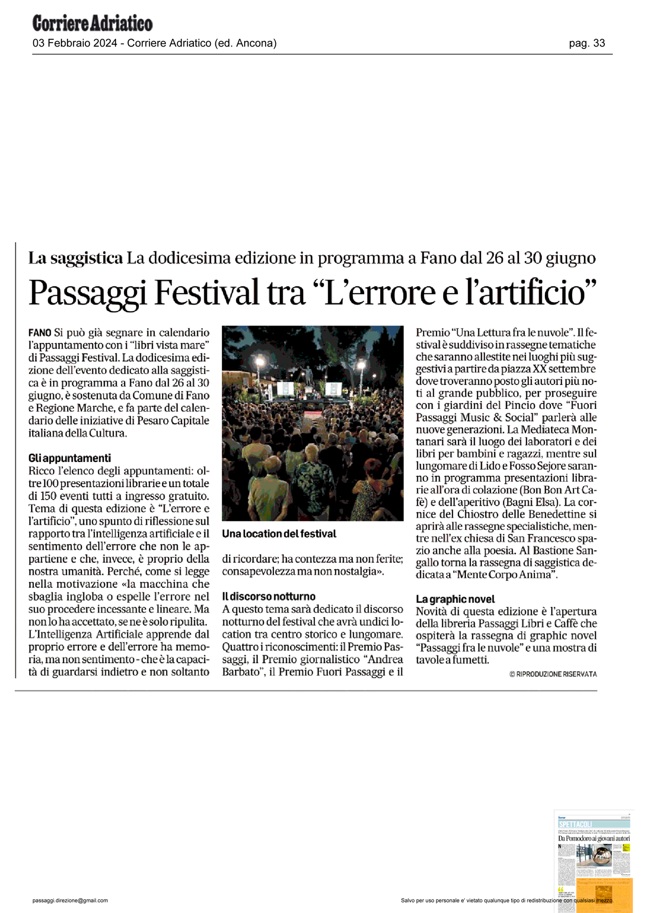 Corriere Adriatico – Passaggi Festival tra “L’errore e l’artificio”