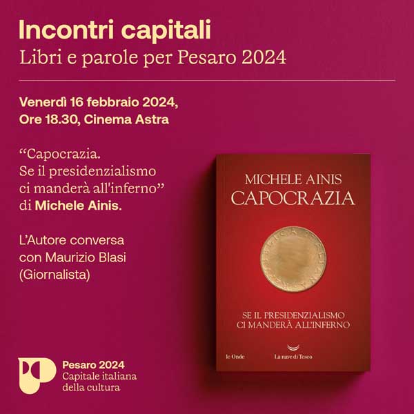 ‘Incontri Capitali’: venerdì 16 febbraio Michele Ainis conversa con Maurizio Blasi