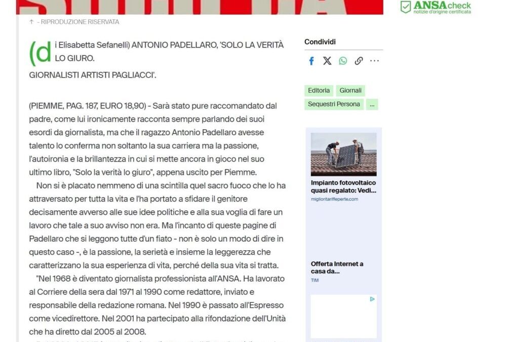 Ansa Marche – Antonio Padellaro, Solo la verità lo giuro