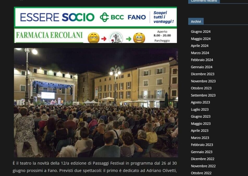 Non Solo Flaminia – Al via Passaggi Festival a Fano, la novità è il teatro