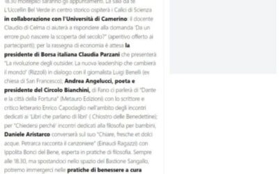 Il Resto del Carlino – Passaggi Festival al via, ecco il programma prima giornata