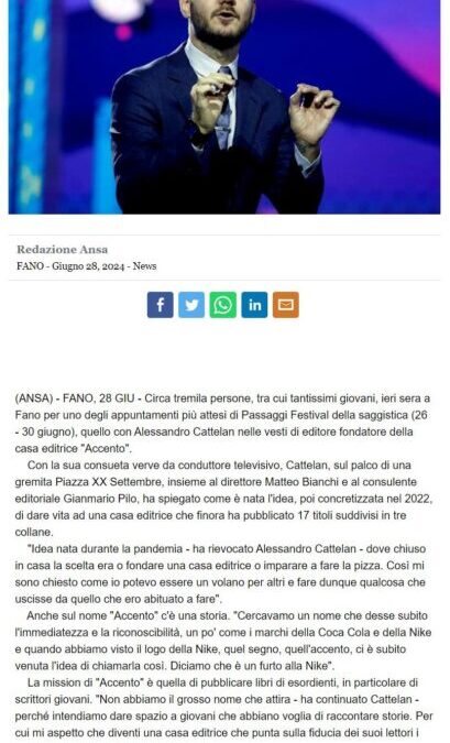 Ansa – Cattelan a Passaggi Festival, così è nata Accento