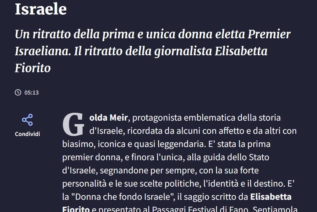 Rai News-Golda Meir, la donna che fondò Israele